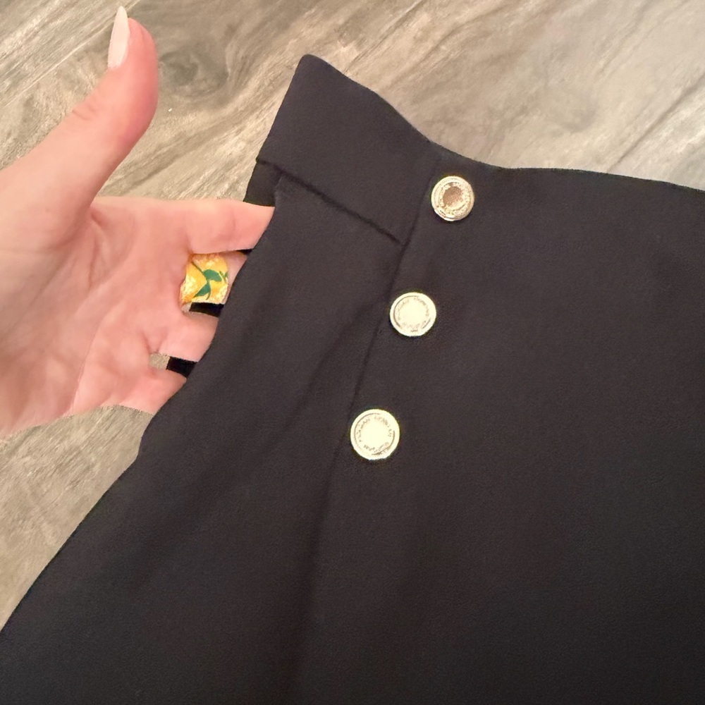 Morgan de Toi Black Mini Skirt with Button Accents - Picture 4 of 7